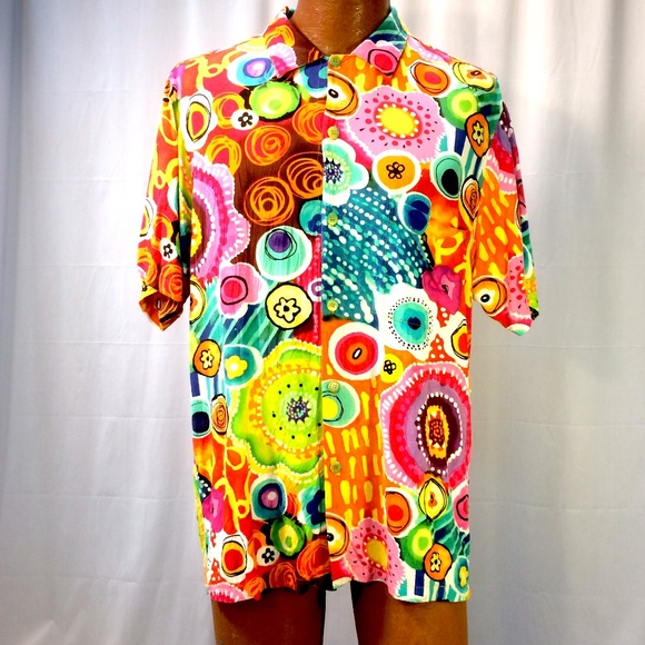 Jams World Other - Jams World Psychedelic Vibrant Hawaiian Camp Shirt